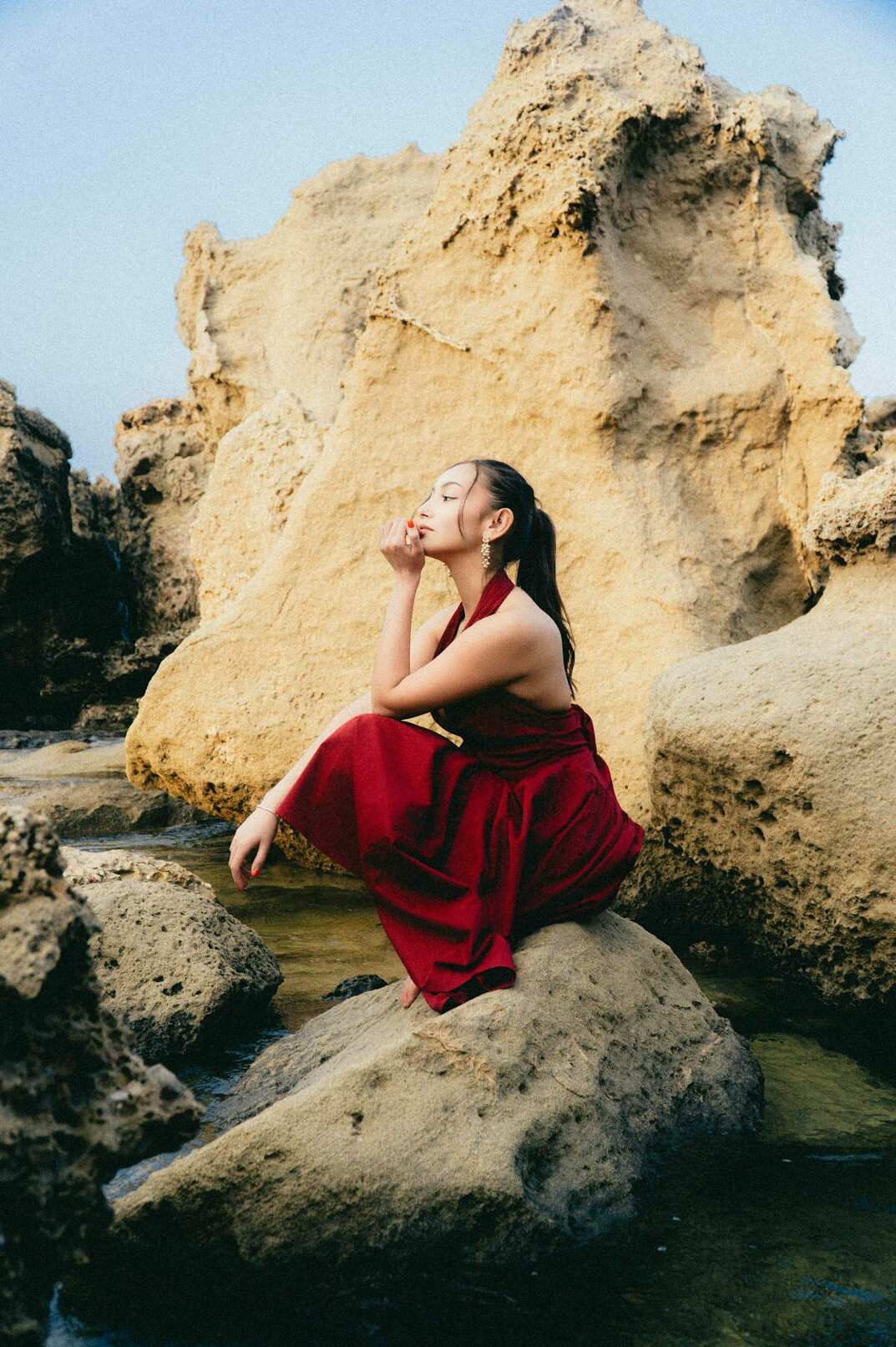 person meditating in nature