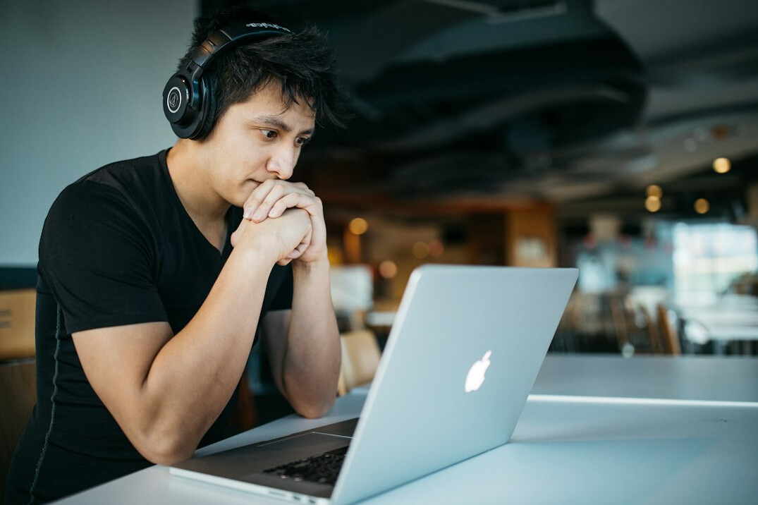 person taking online course