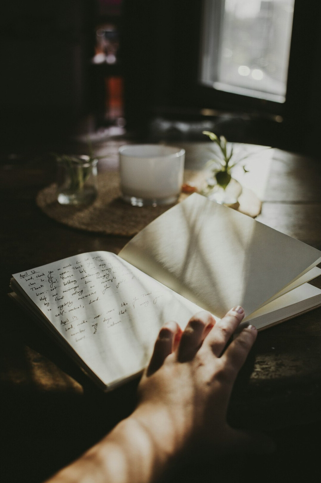 person writing in journal
